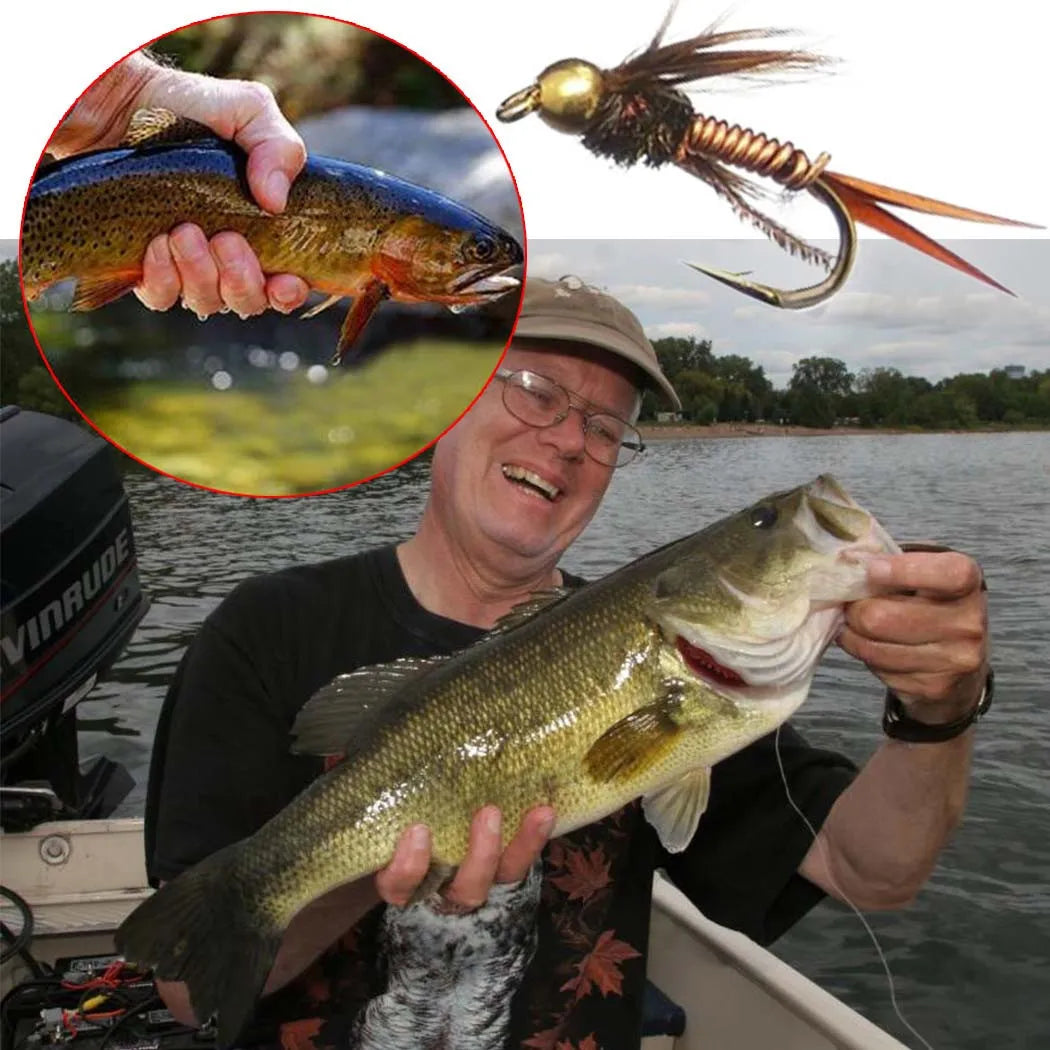 Trout Fly Fishing Flies Collection 32-112Pcs Flies Dry Wet Nymph Streamers Fly Assortment with Fly Box lure kits