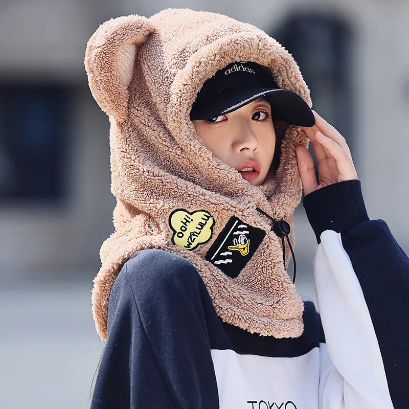 Animal Ear Ski Helmet Cover Bear Cat Ear Skiing Warmer Comfortable Soft Fleece Winter Warm Skiing Head Warmer Ski Accessories