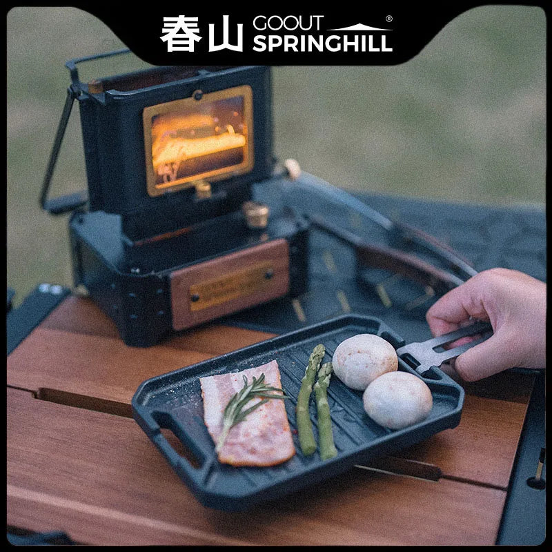 Mini Camping Grill Cast Iron Non-stick