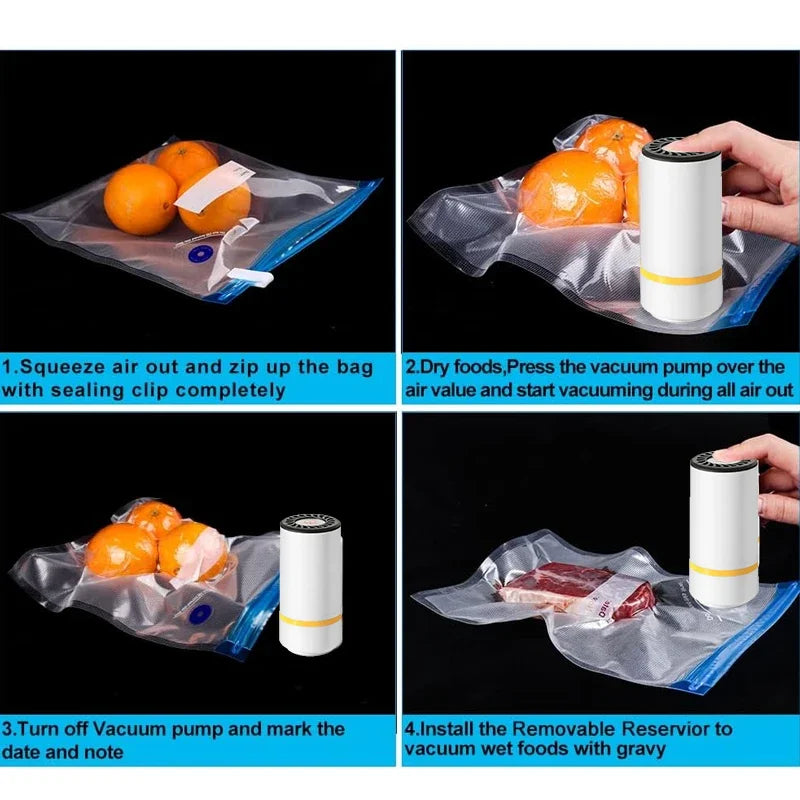 Easy One-Hand Automatic Operation Handheld Vacuum Sealer  Portable vacuum sealer Avoid cross contamination of food +100 pcs