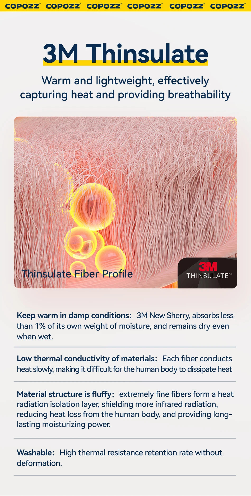 COPOZZ Upgrade Thicken Ski Gloves Winter Men Women 3M Thinsulate Thermal Snowboard Gloves Waterproof Warm Mittens Ski Gloves