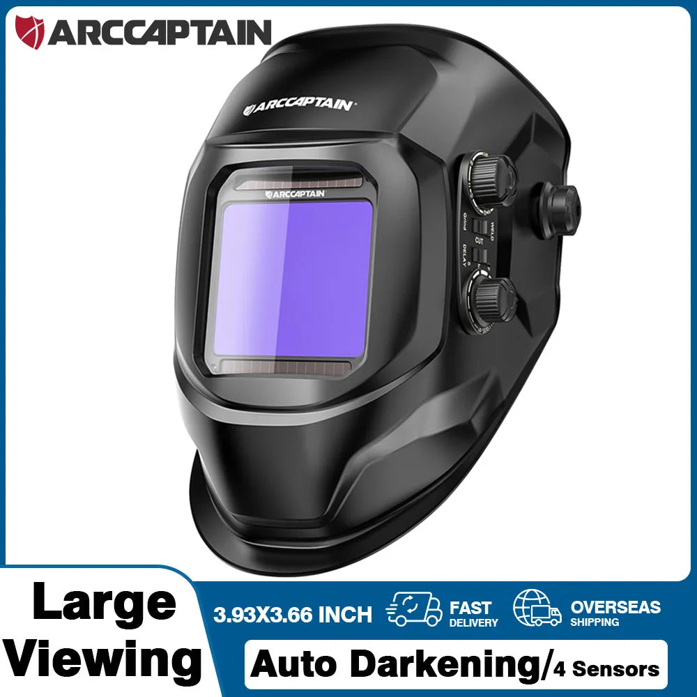 ARCCAPTAIN Welding Helmet Auto Darkening Welding Mask 4 Sensors Solar Cell Powered For TIG MIG ARC Welder
