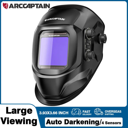 ARCCAPTAIN Welding Helmet Auto Darkening Welding Mask 4 Sensors Solar Cell Powered For TIG MIG ARC Welder