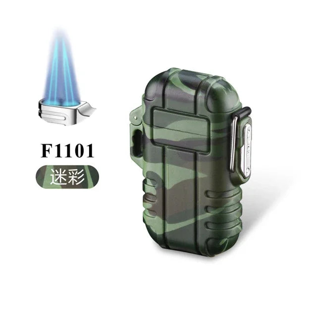 Outdoor Waterproof Lighter with Lanyard Portable Blue Flame Jet Lighter Butane