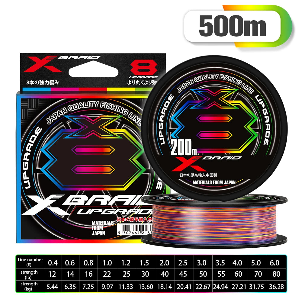 NEW Japan Original Xbraid Upgrade X8 Never Fade Multicolor Multifilament Line Fishing 1000M/500M/300M