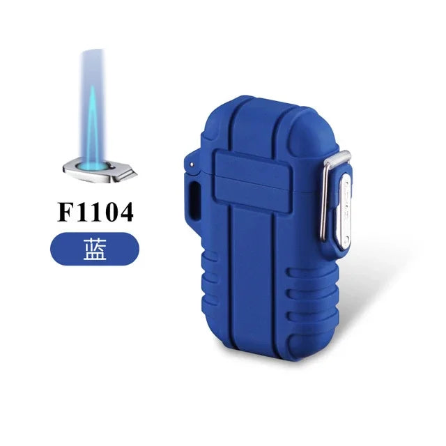 Outdoor Waterproof Lighter with Lanyard Portable Blue Flame Jet Lighter Butane