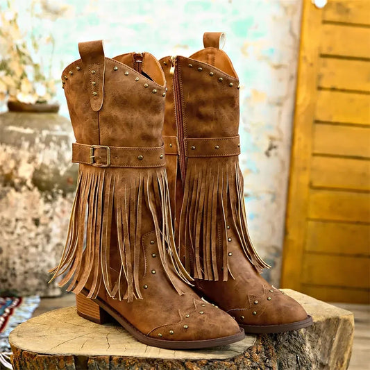 Vintage Cowgirl Tassel Cowgirl Boots