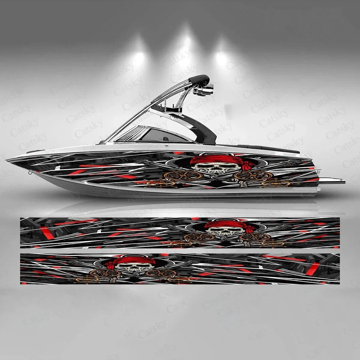 Pirate Skull Custom Boat Wraps