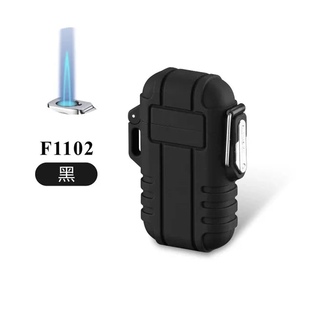 Outdoor Waterproof Lighter with Lanyard Portable Blue Flame Jet Lighter Butane