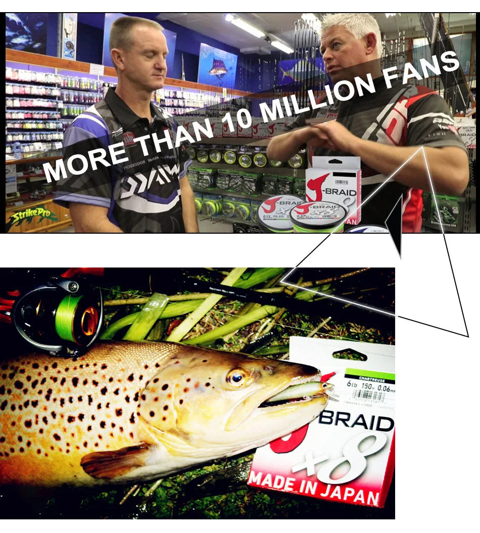 DAIWAPE Fishing Line J-Braid 300M PE 8 strands Fishing Line 14-100LB Japan 8X Braided Fishing Line