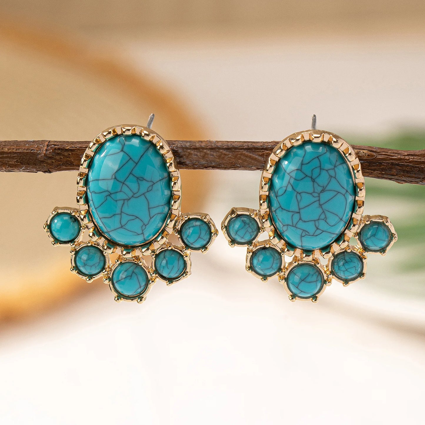 Vintage Bohemia Turquoise Cowboy Hat Boots Horse Earrings For Women