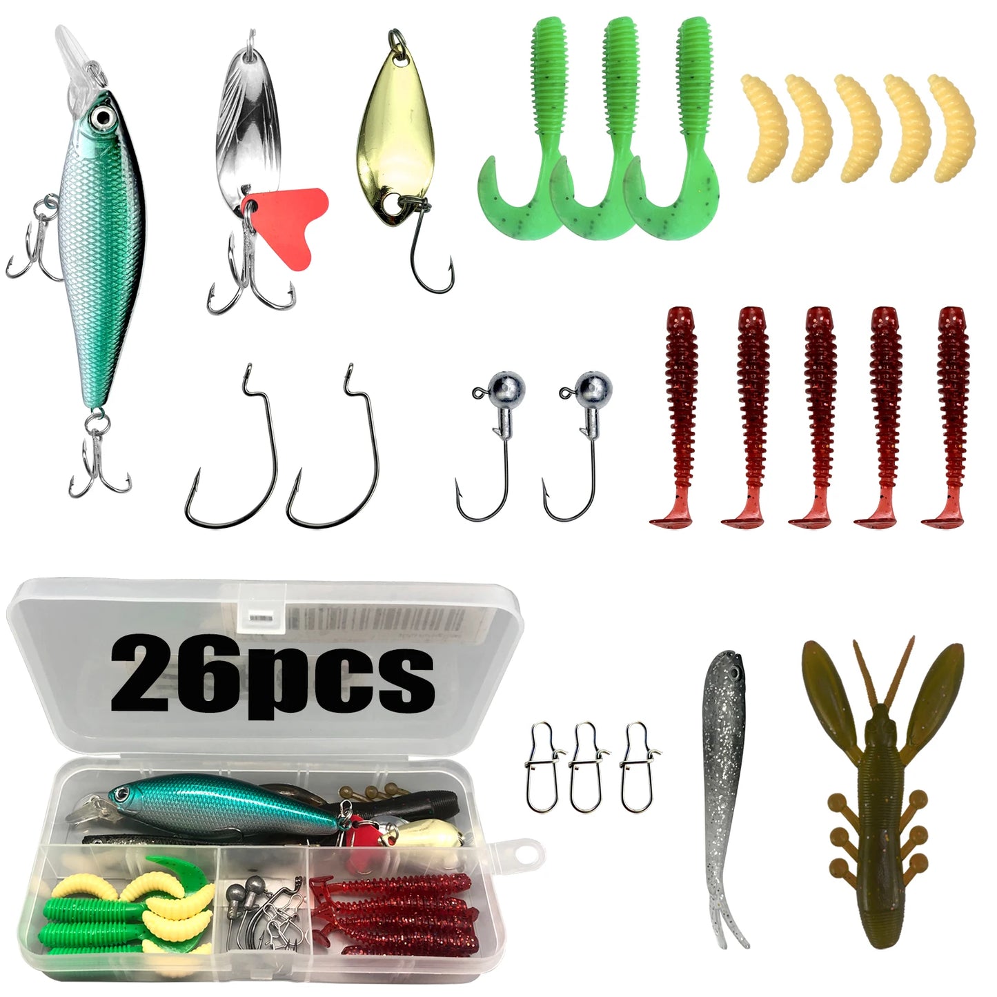 26/30/258/138/139pcs Multipacks Soft plastics/Hardbodies/Spoons