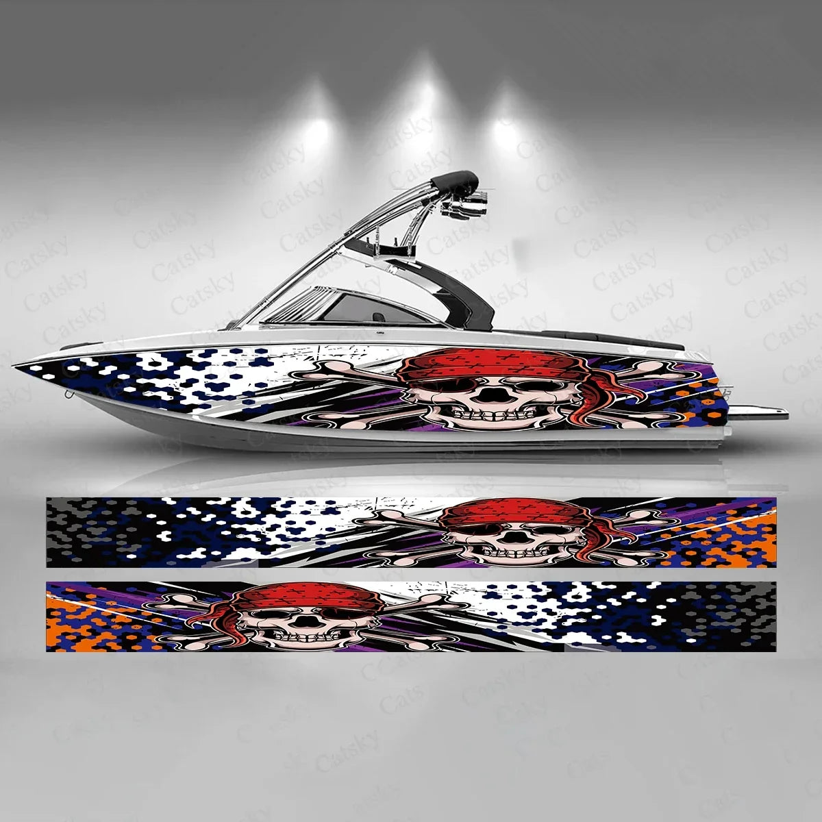 Pirate Skull Custom Boat Wraps