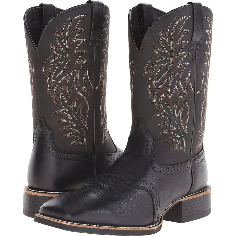 Men's High Roller Cowboy Boots Square Toe Pull Ons