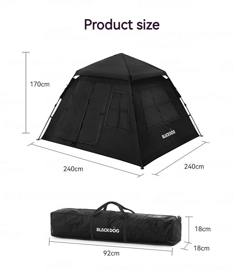 Blackdog Outdoor Vinyl Quick Open Tent 3-4 Person Tent