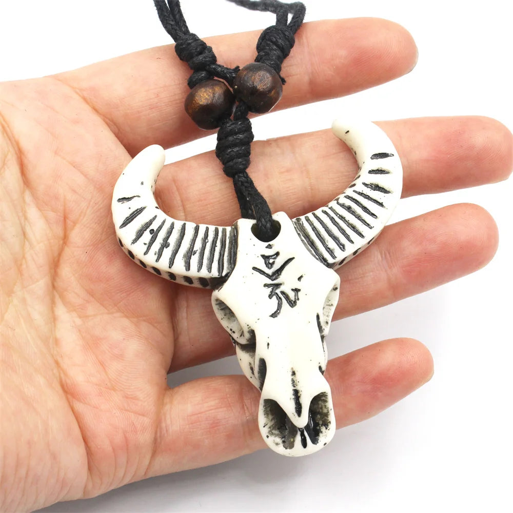 Men's Necklace Cow Skull Pendant