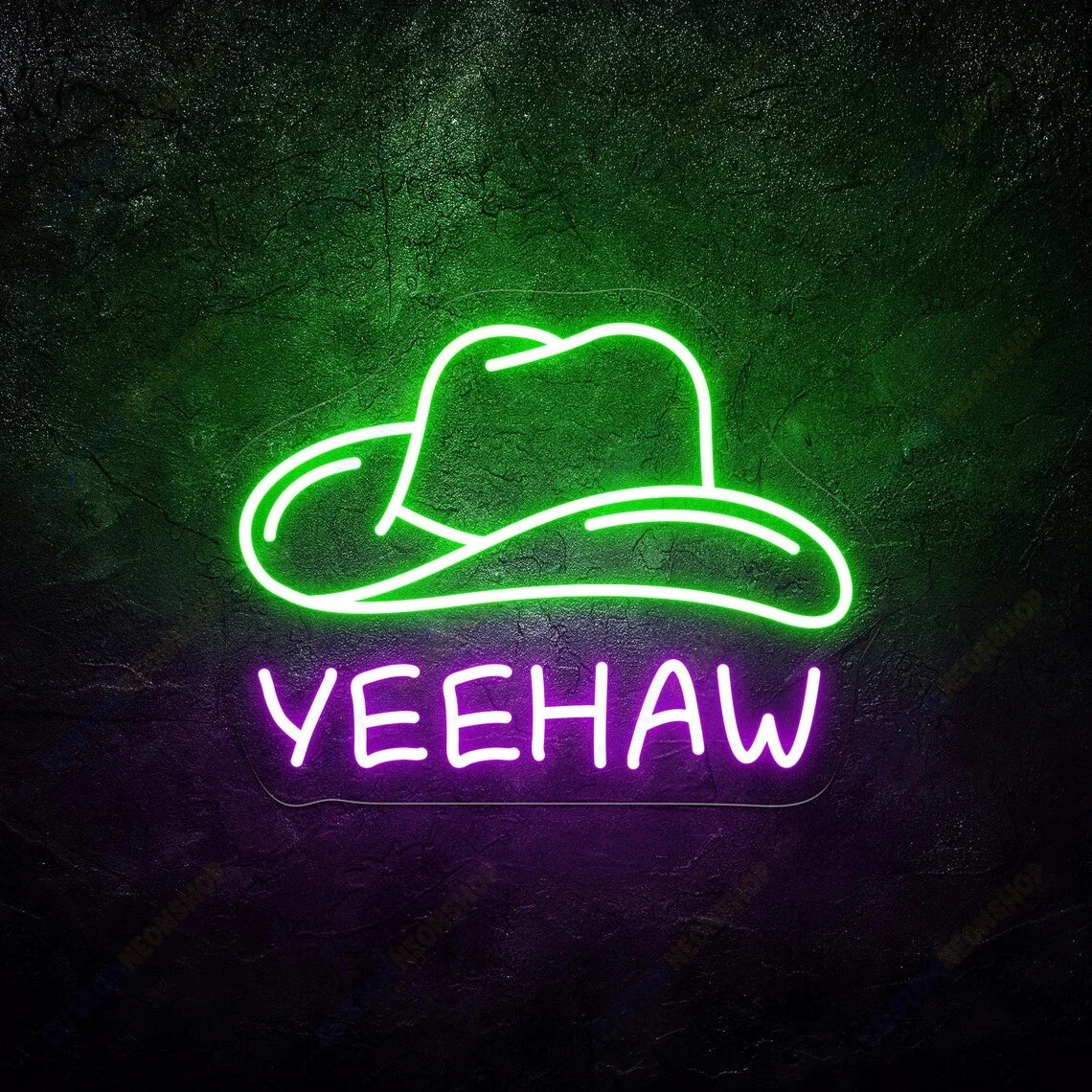 Yee Haw Cowboy Hat Neon Sign