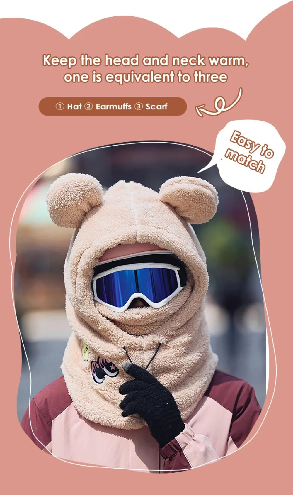 Animal Ear Ski Helmet Cover Bear Cat Ear Skiing Warmer Comfortable Soft Fleece Winter Warm Skiing Head Warmer Ski Accessories