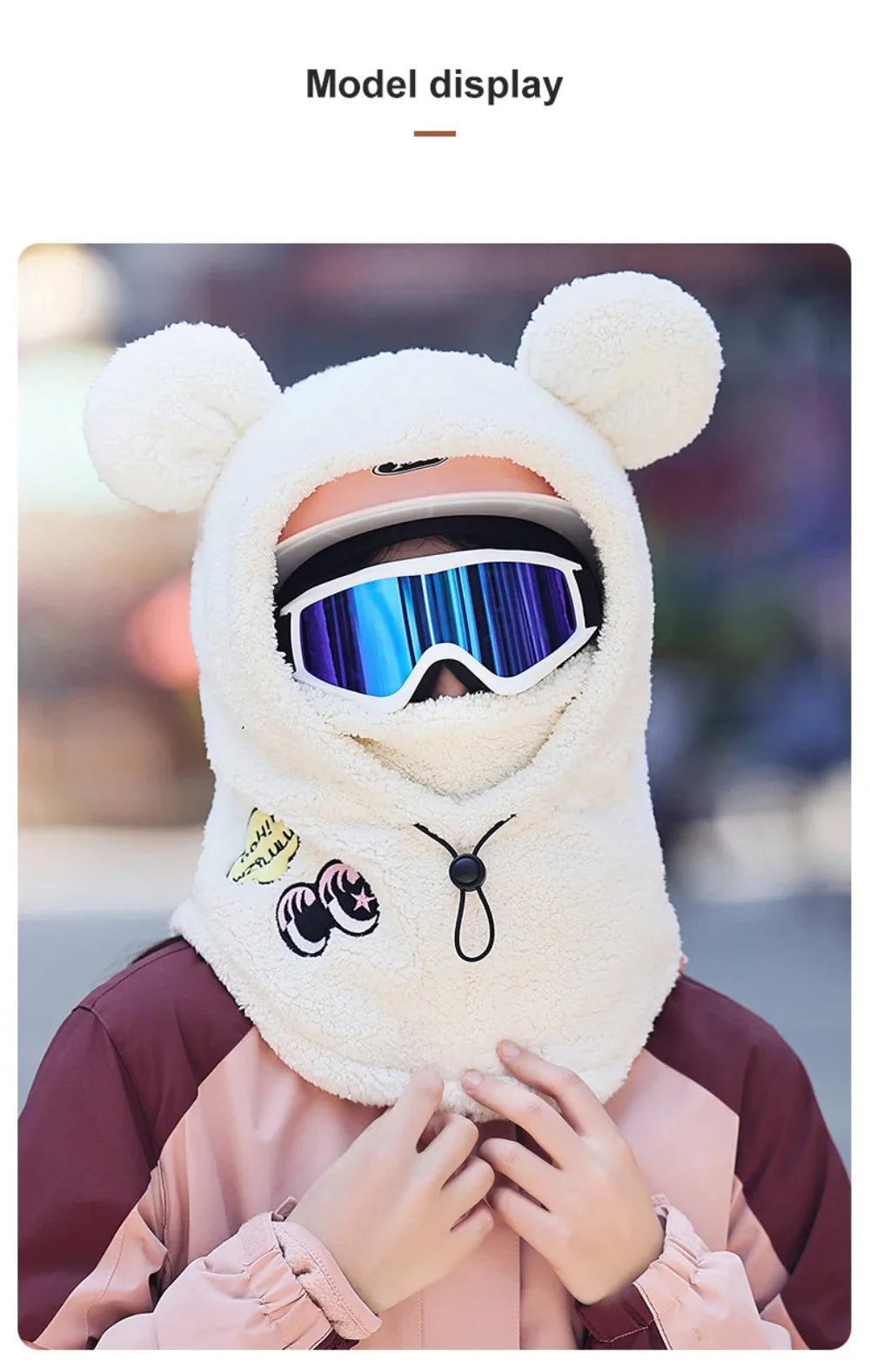 Animal Ear Ski Helmet Cover Bear Cat Ear Skiing Warmer Comfortable Soft Fleece Winter Warm Skiing Head Warmer Ski Accessories