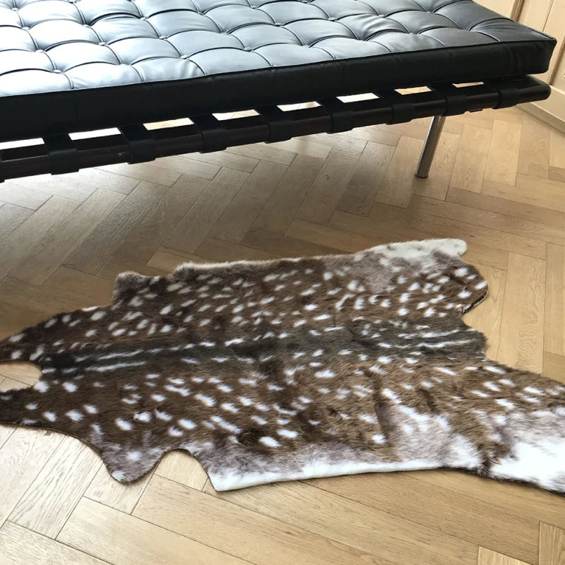 110X90CM Deer Rug Sika Deer Hide Carpet Printed Rug Cow Hides and Skins Rug Cowhide Rug Skin Area Rug Deer Rug for Home