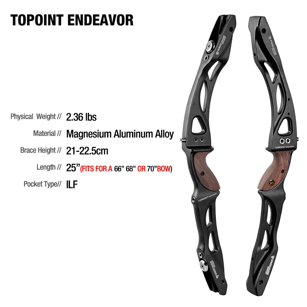 Archery Topoint 66/68/70inch ILF Recurve Bow 18-44lbs Right/Left Hand Magnesium-aluminum Alloy Bow Riser  Hunting Shooting