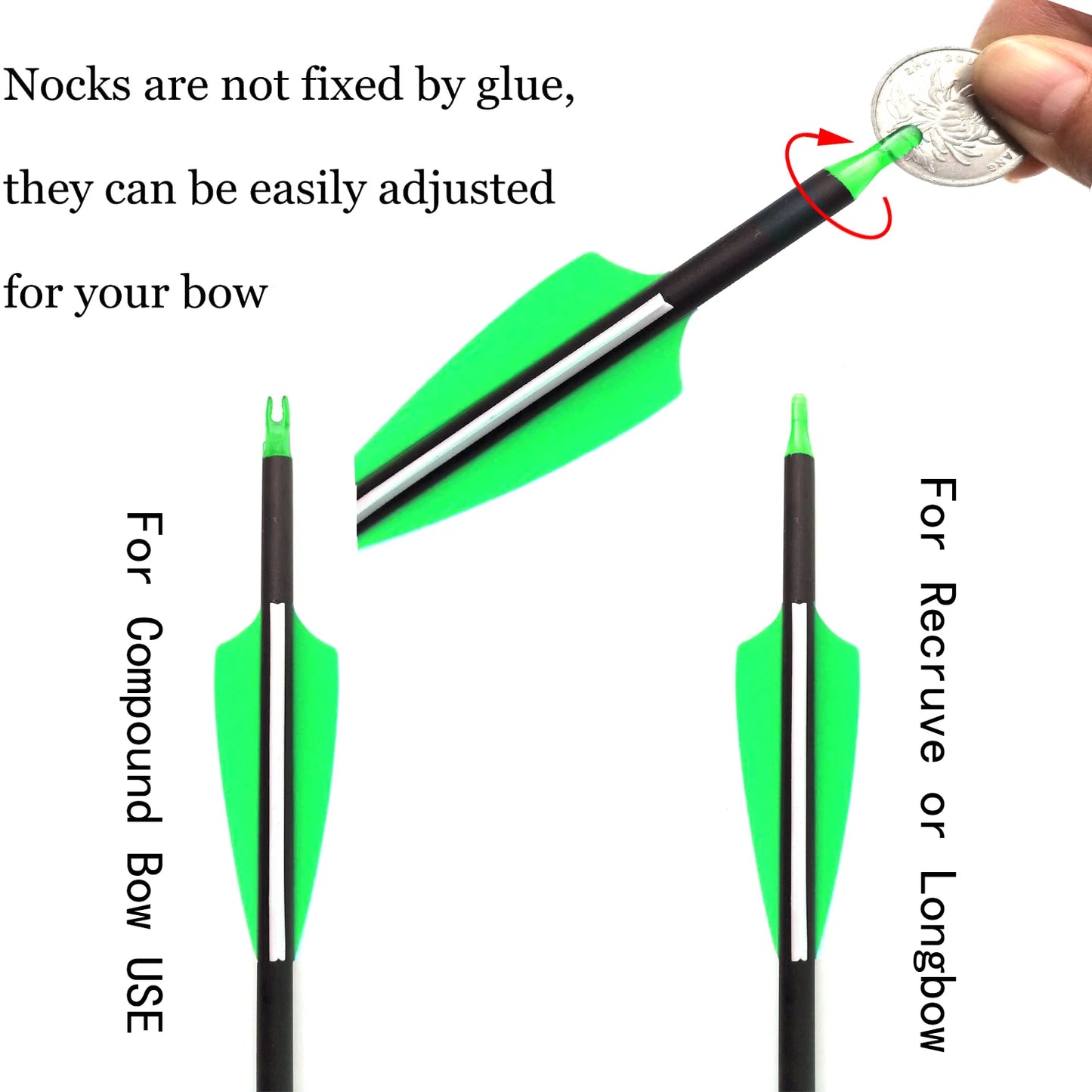 Archery Hunting Mixed Carbon Arrows 28/30/31inch Spine 500 Replaceable ArrowHead Bolts for Compound/Recurve Bow Hunting