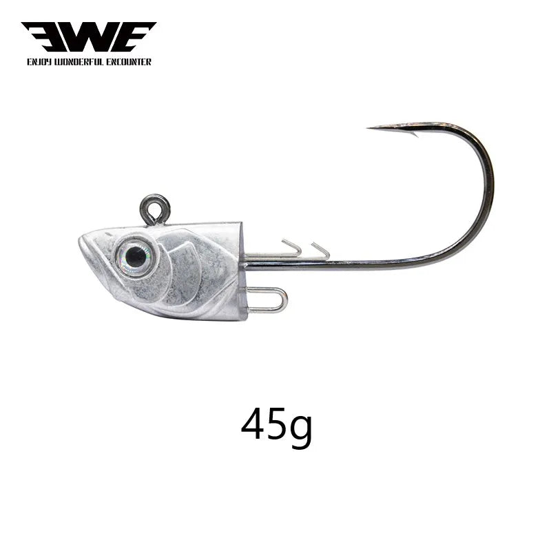 EWE &BKK 25/35/45g Jig 3pcs/pack Head Fishing Hooks &10g 4pcs/pack Soft Lure Combination Fish Heads