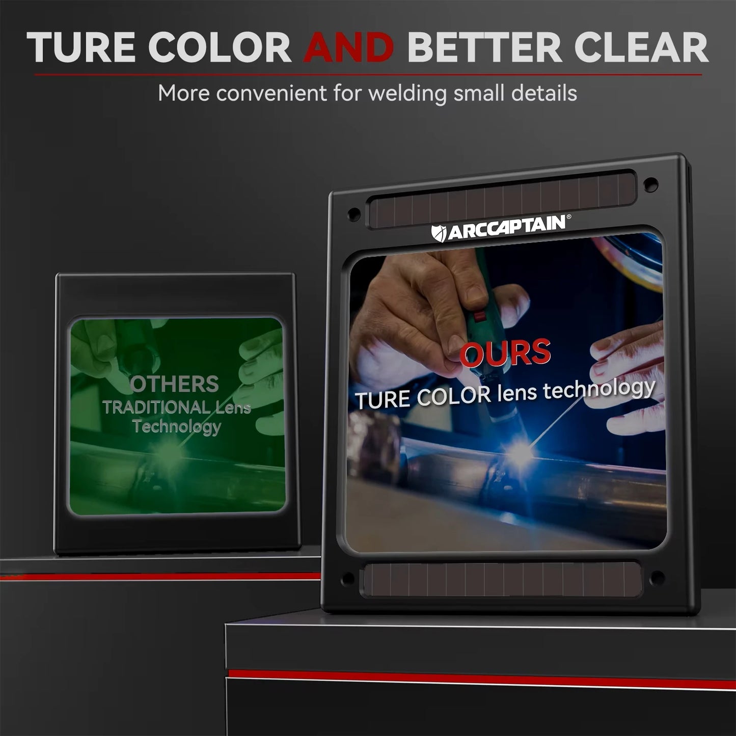 ARCCAPTAIN Welding Helmet Auto Darkening Welding Mask 4 Sensors Solar Cell Powered For TIG MIG ARC Welder