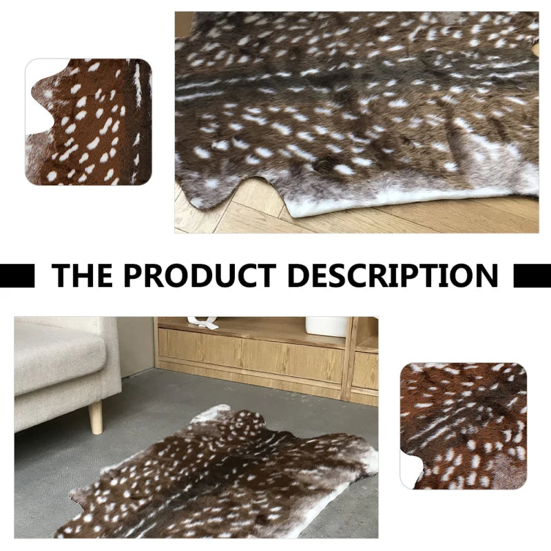 110X90CM Deer Rug Sika Deer Hide Carpet Printed Rug Cow Hides and Skins Rug Cowhide Rug Skin Area Rug Deer Rug for Home