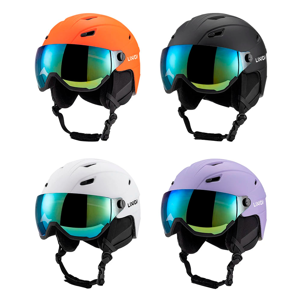 LIXADA Integrated Ski Helmet Men and Women Snowboard Helmet with Removable Visor Goggles Men and Women ‘s Snowboard Wear