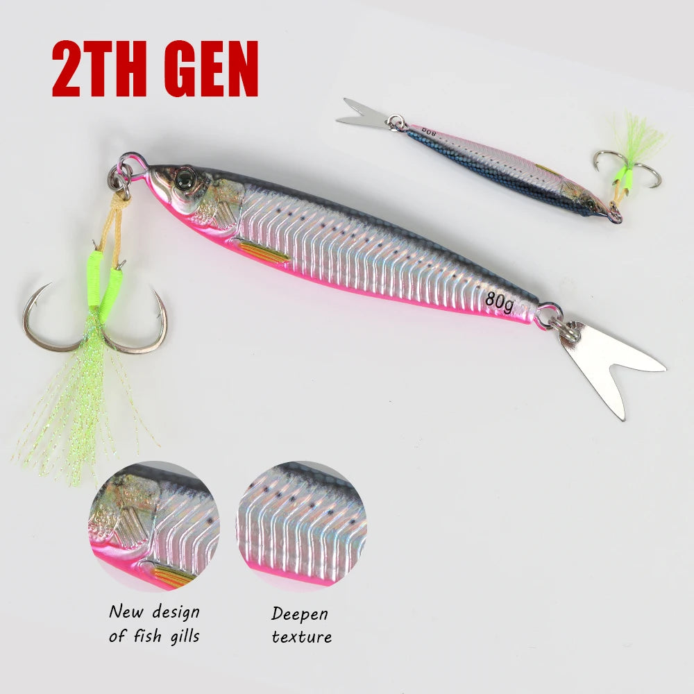 TOLU  Metal Jig Lure 20g 30g 40g 60g 80g