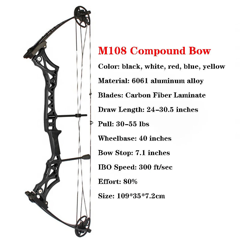 JUNXING M108 Compound Bow 30-55lbs Hunting Fishing Competition Compound Bow Archery