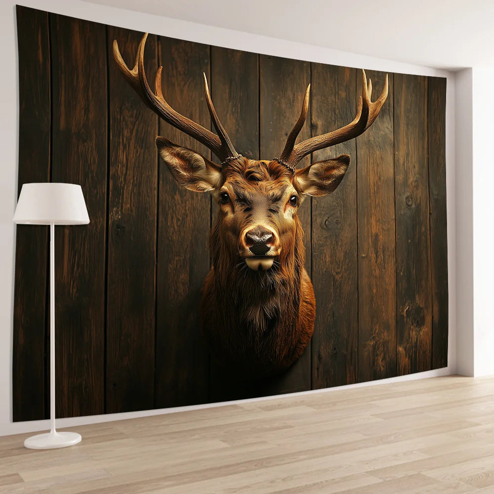 Classic Deer Head Tapestry - Elegant Polyester Wall Art for Home/Office Decor & Unique Gift, No Electricity Needed