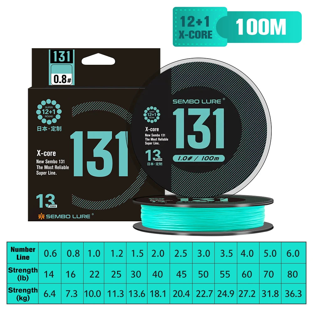 ZUKIBO Sembo 13 Strands Braided Fishing Line Performance Fiber Japan Multifilament PE Line Round Smooth，Thin，Abrasion Resistant